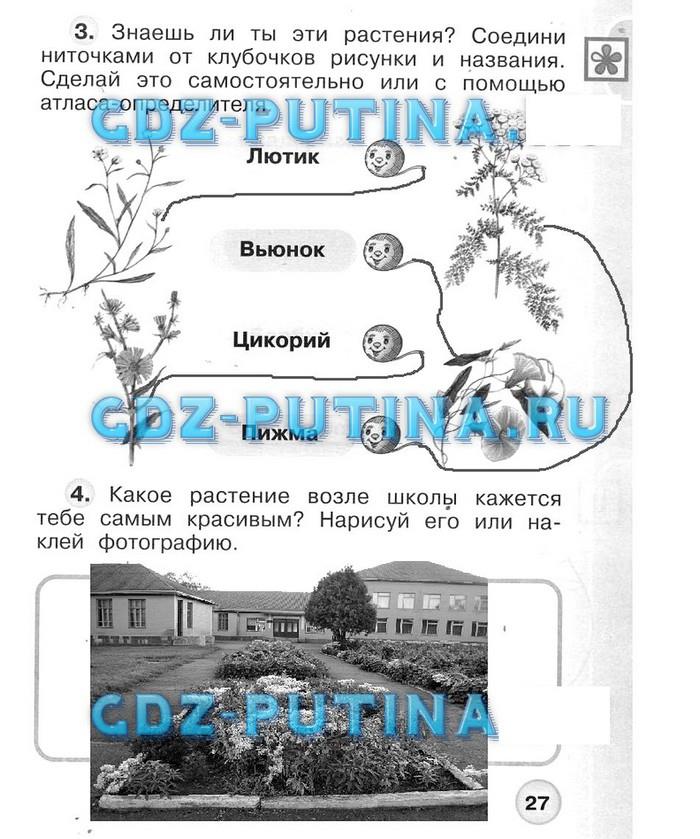 гдз 1 класс Рабочая тетрадь: часть 1, 2 страница 27 Окружающий  мир Плешаков А.А., Новицкая М.Ю.