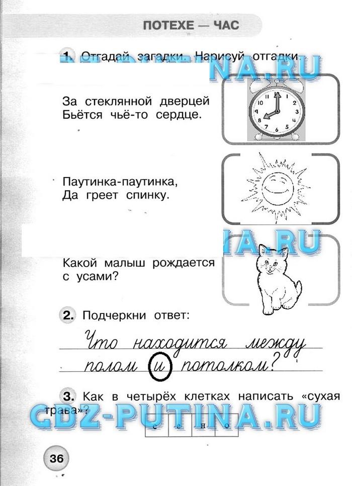 гдз 1 класс Рабочая тетрадь: часть 1, 2 страница 36 Окружающий  мир Плешаков А.А., Новицкая М.Ю.