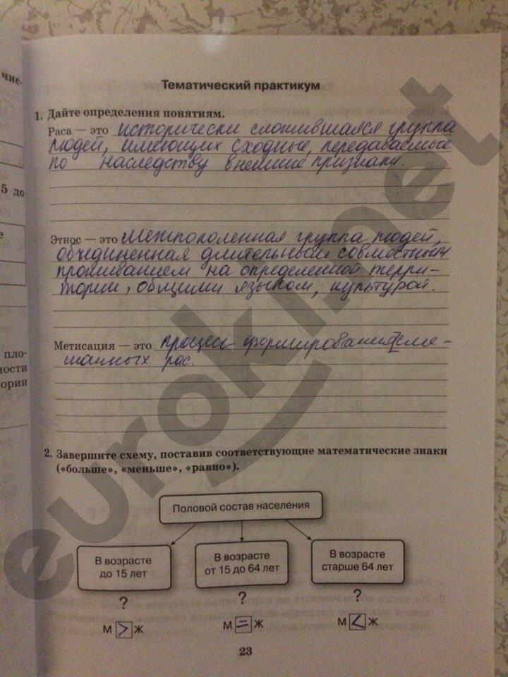 гдз 10 класс Рабочая тетрадь: часть 1, 2 страница 23 География Домогацких Е.М., Домогацких Е.Е.