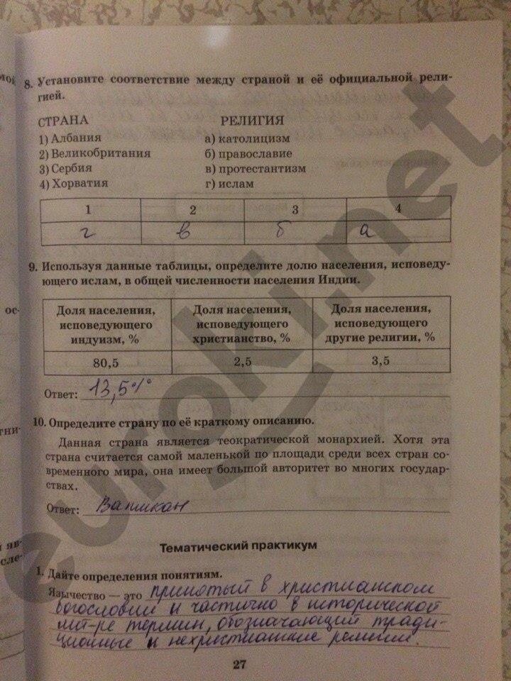 гдз 10 класс Рабочая тетрадь: часть 1, 2 страница 27 География Домогацких Е.М., Домогацких Е.Е.