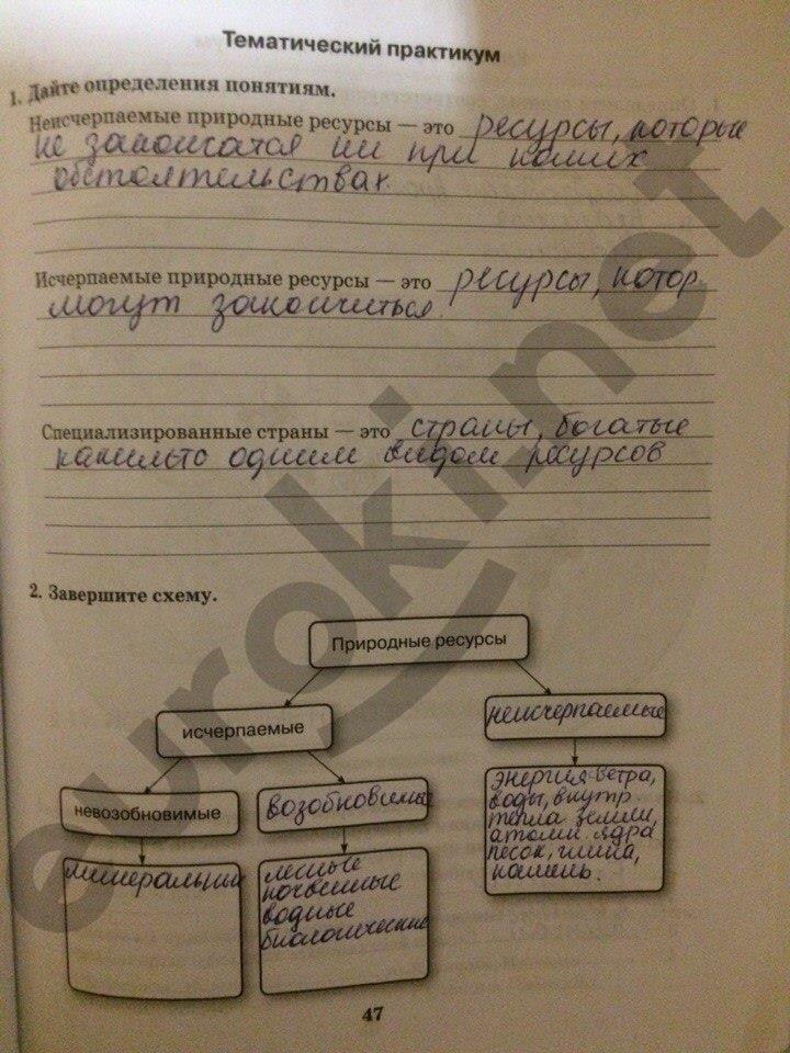 гдз 10 класс Рабочая тетрадь: часть 1, 2 страница 47 География Домогацких Е.М., Домогацких Е.Е.