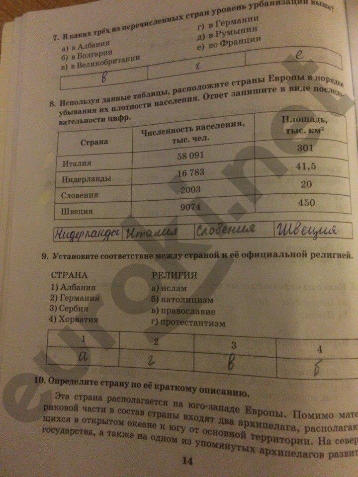 гдз 10 класс Рабочая тетрадь часть: 2 страница 14 География Домогацких Е.М., Домогацких Е.Е.