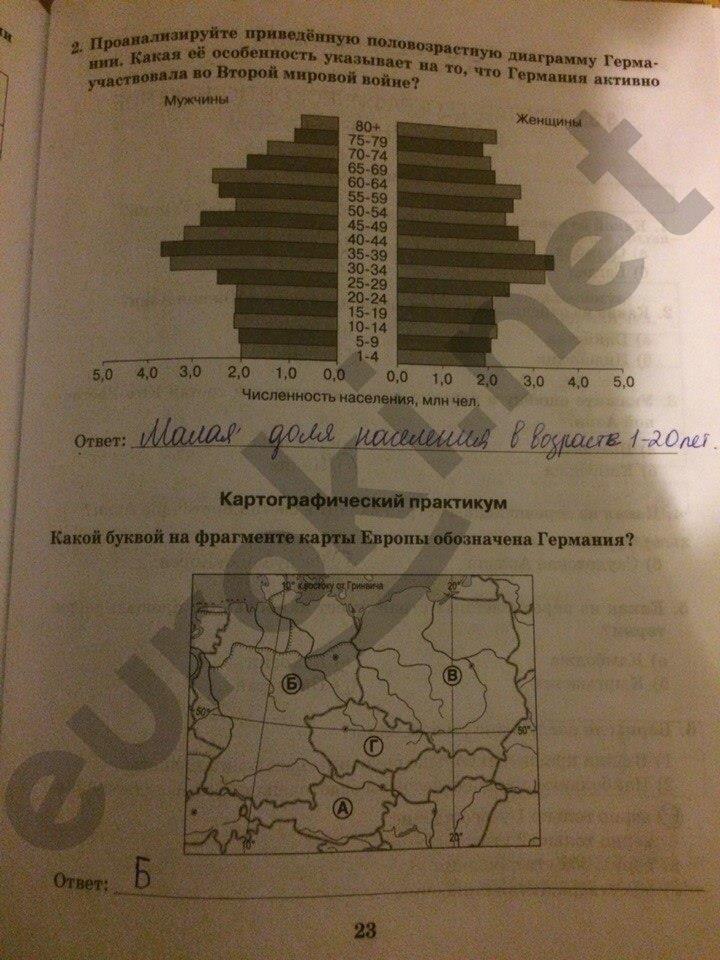 гдз 10 класс Рабочая тетрадь часть: 2 страница 23 География Домогацких Е.М., Домогацких Е.Е.