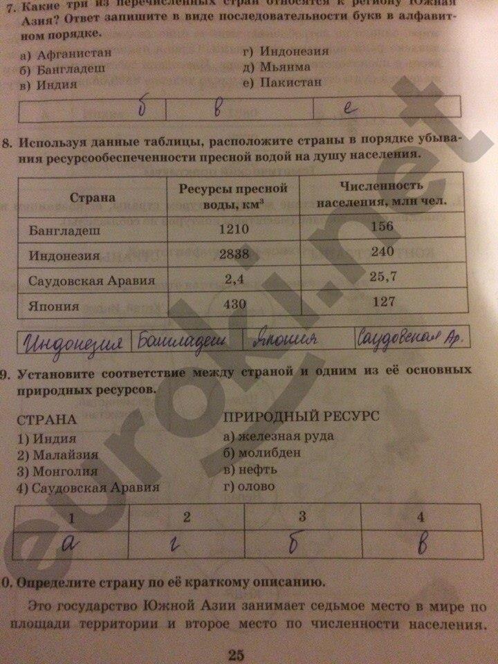 гдз 10 класс Рабочая тетрадь часть: 2 страница 25 География Домогацких Е.М., Домогацких Е.Е.