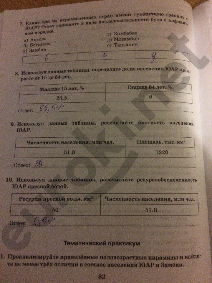 гдз 10 класс Рабочая тетрадь: часть 1, 2 страница 82 География Домогацких Е.М., Домогацких Е.Е.