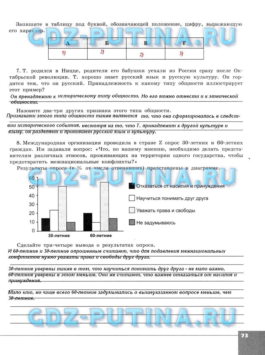 гдз 10  класс Тетрадь-тренажер страница 73 Обществознание Котова О.А., Лискова Т.Е.