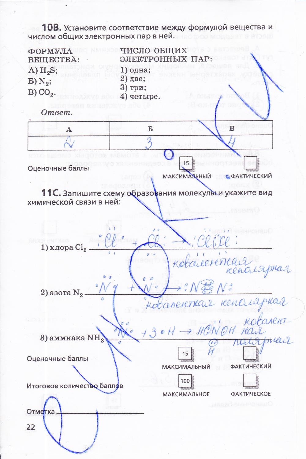 гдз 11 класс  Тетрадь для оценки качества знаний   задание 22 Химия Габриелян О.С., Купцова А.В.