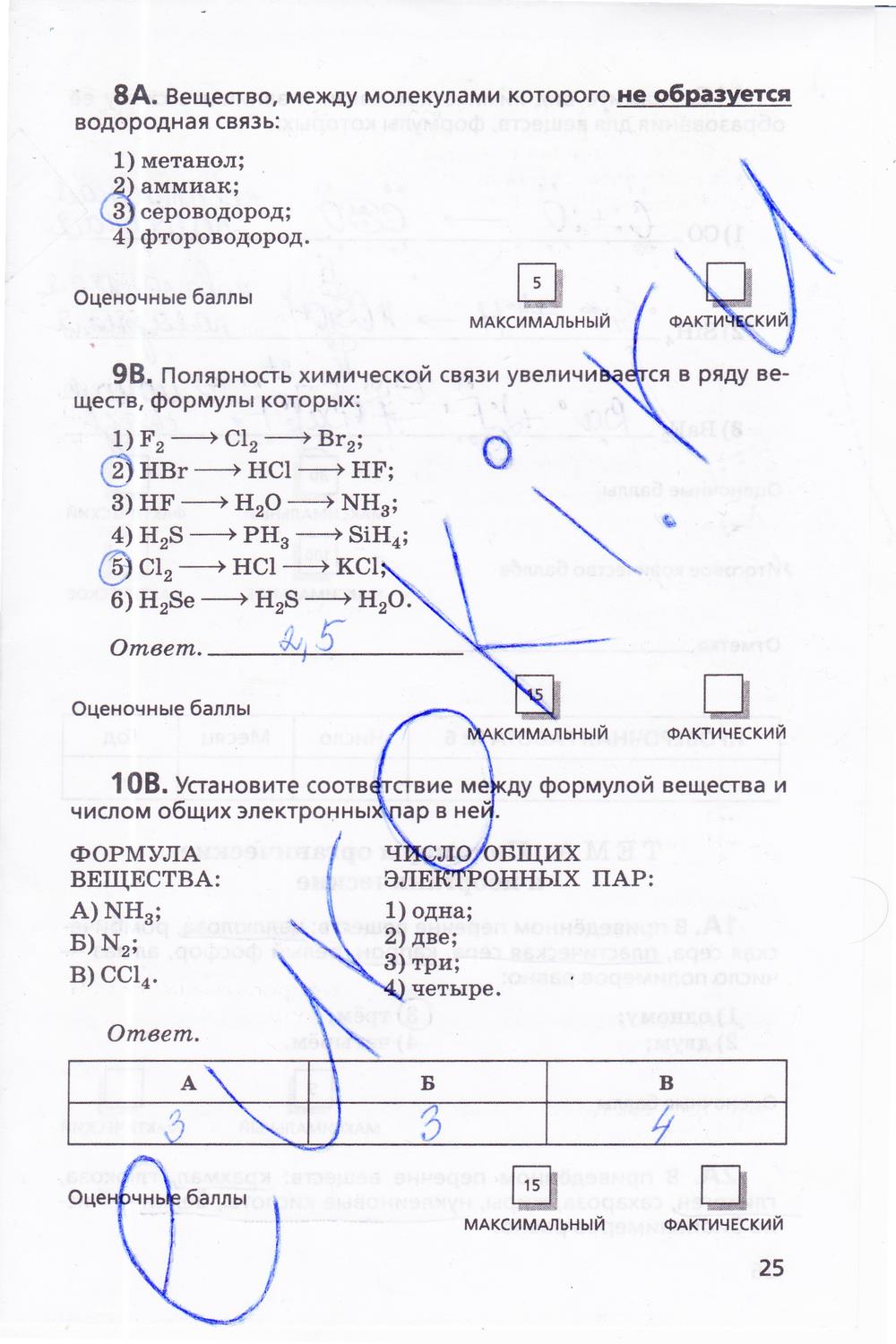 гдз 11 класс  Тетрадь для оценки качества знаний   задание 25 Химия Габриелян О.С., Купцова А.В.