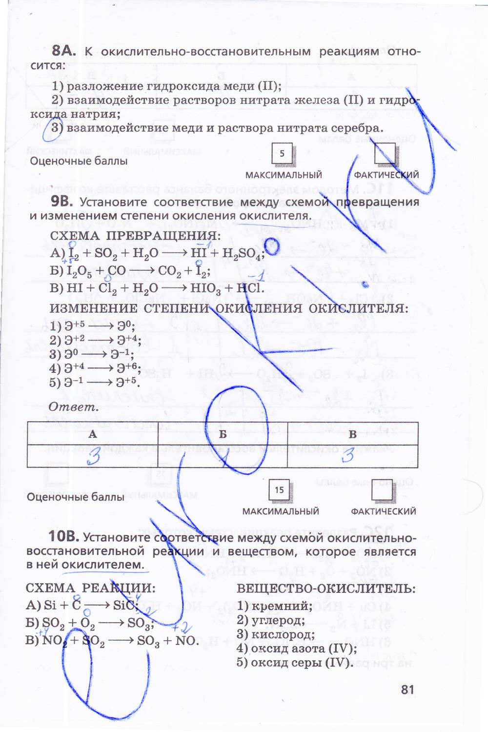 гдз 11 класс  Тетрадь для оценки качества знаний   задание 81 Химия Габриелян О.С., Купцова А.В.