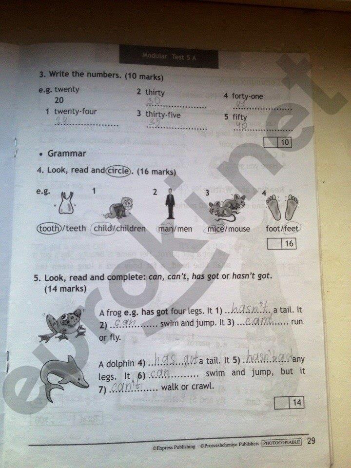 гдз 3 класс Test Booklet - контрольные задания страница 29 Английский язык Быкова Н.И., Дули Д., Поспелова М.Д.