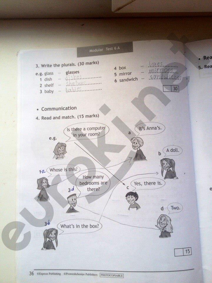 гдз 3 класс Test Booklet - контрольные задания страница 36 Английский язык Быкова Н.И., Дули Д., Поспелова М.Д.