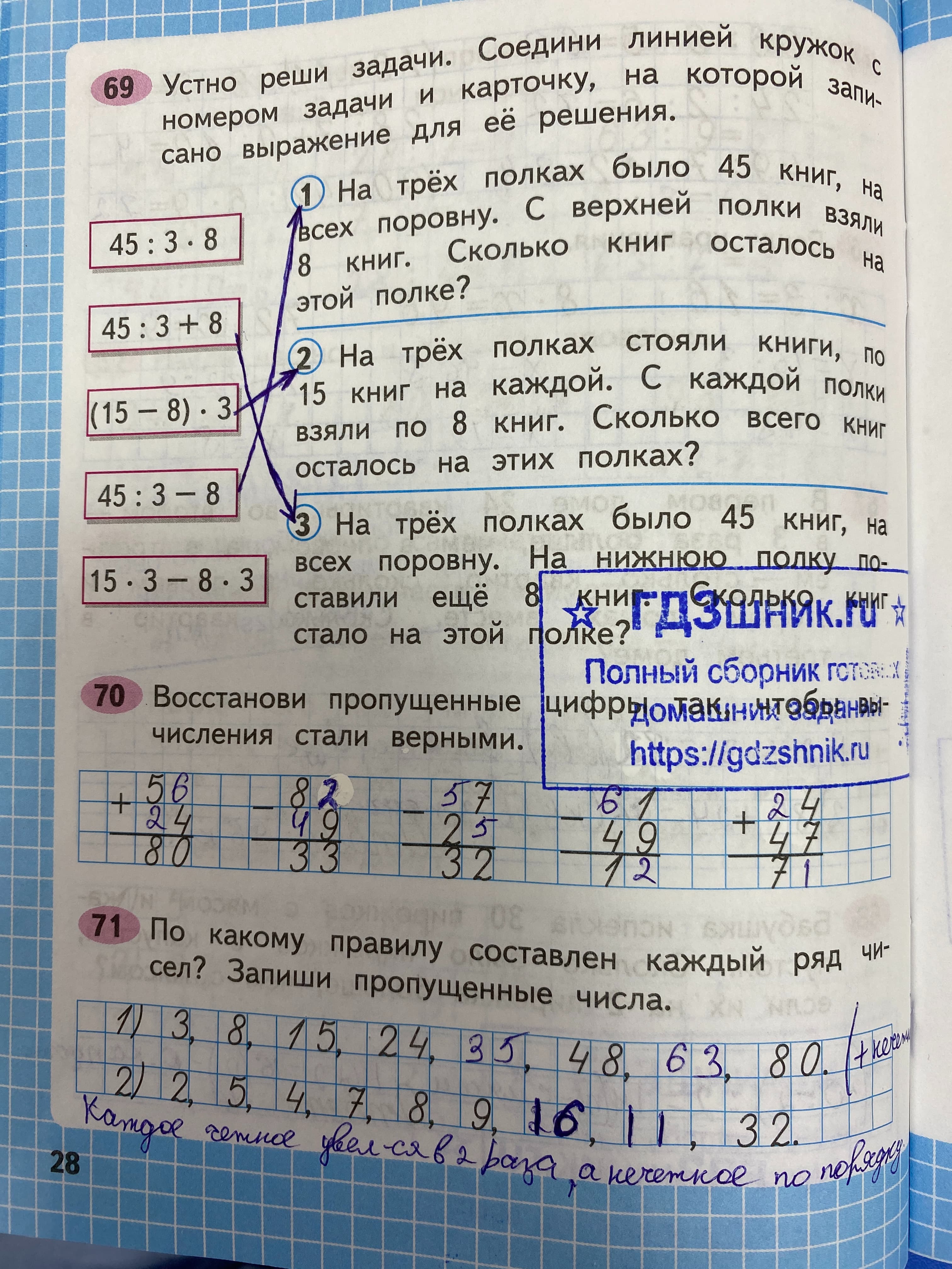 гдз по математике за 3 класс рабочая тетрадь часть:1, 2 Моро М.И., Волкова С.И. Просвещение ФГОС 2023 - Школа России  страница 28  