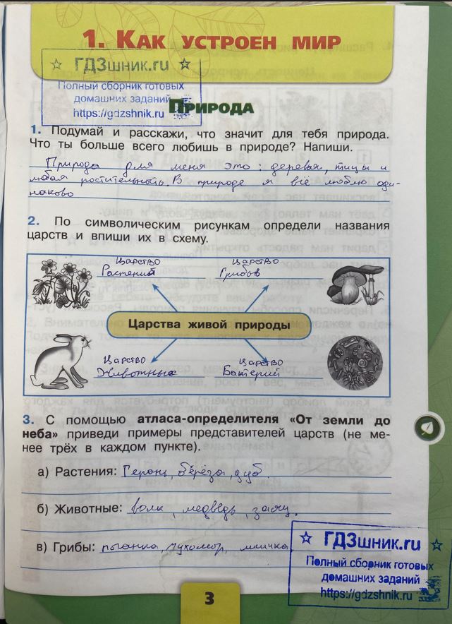 гдз 3 класс Рабочая тетрадь по окружающему миру 1,2 части Просвещение ФГОС Школа России  страница 3 Плешаков А.А.