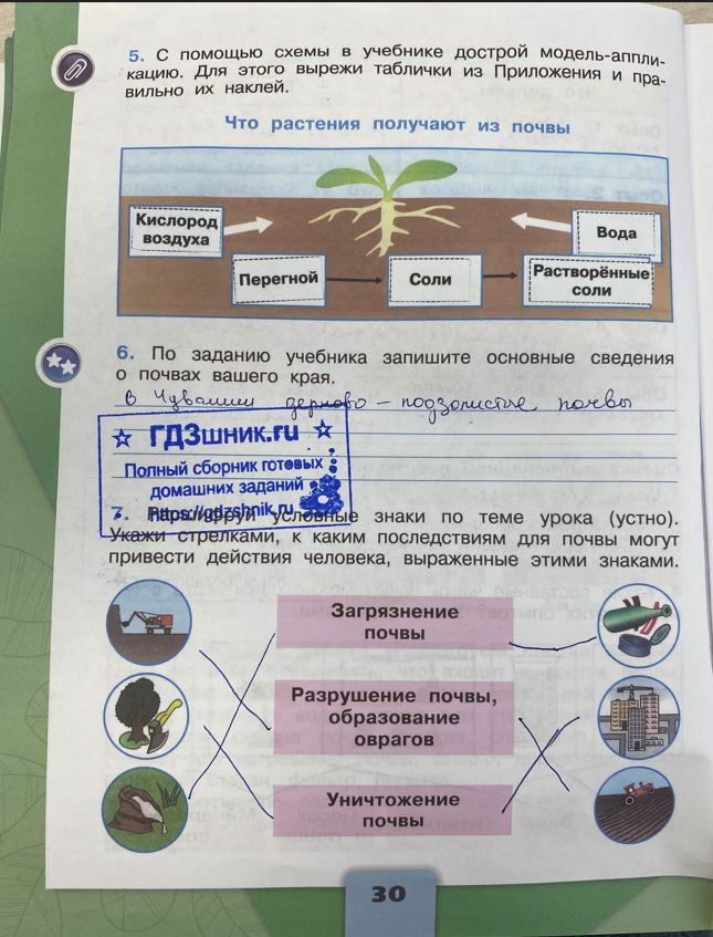 гдз 3 класс Рабочая тетрадь по окружающему миру 1,2 части Просвещение ФГОС Школа России  страница 30 Плешаков А.А.