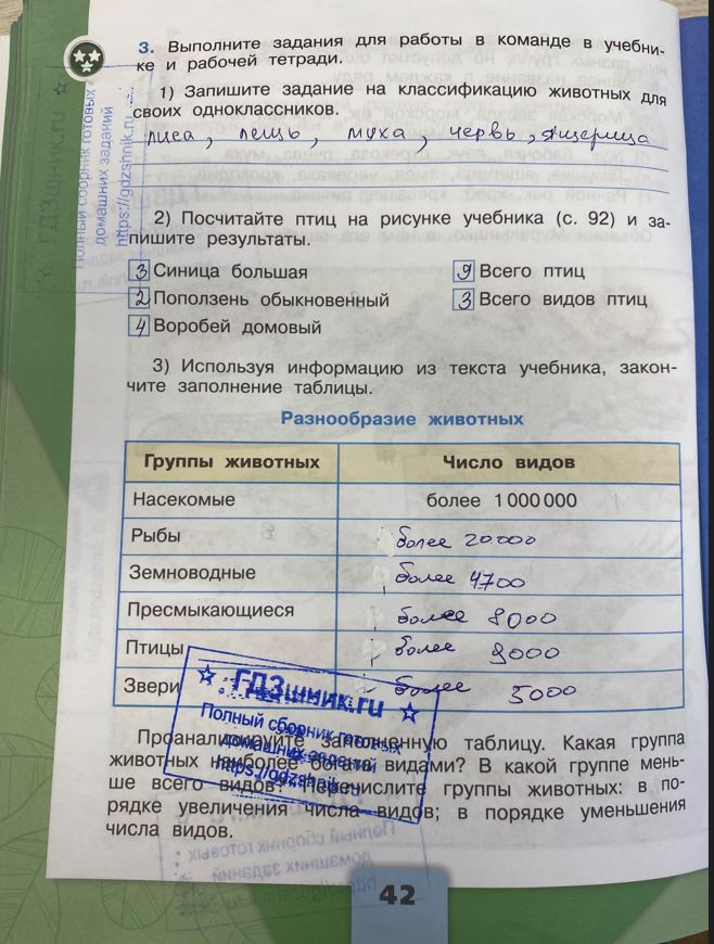 гдз 3 класс Рабочая тетрадь по окружающему миру 1,2 части Просвещение ФГОС Школа России  страница 42 Плешаков А.А.