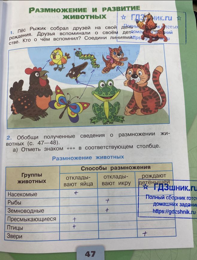 гдз 3 класс Рабочая тетрадь по окружающему миру 1,2 части Просвещение ФГОС Школа России  страница 47 Плешаков А.А.