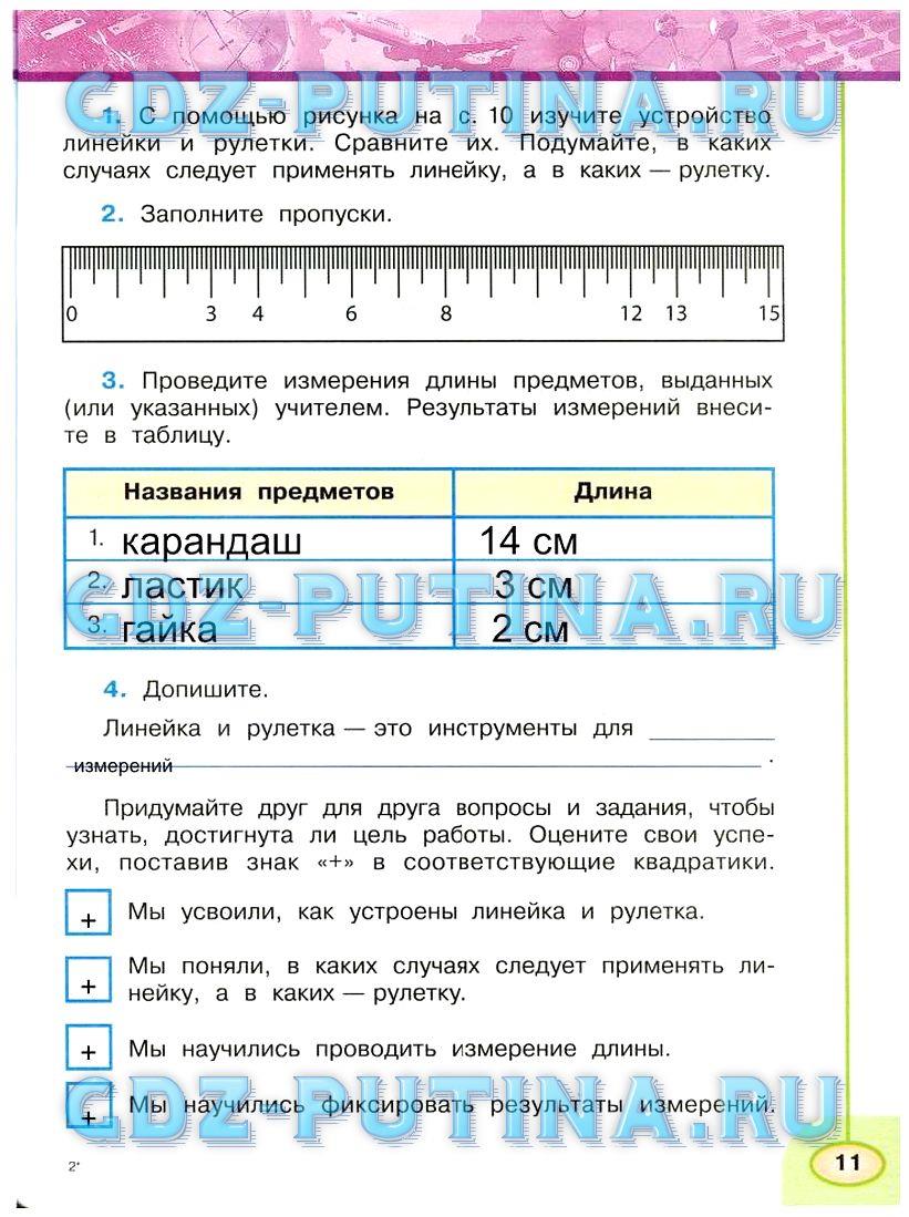 гдз 3 класс Рабочая тетрадь: часть 1, 2 страница 11 Окружающий мир Плешаков А.А., Новицкая М.Ю.