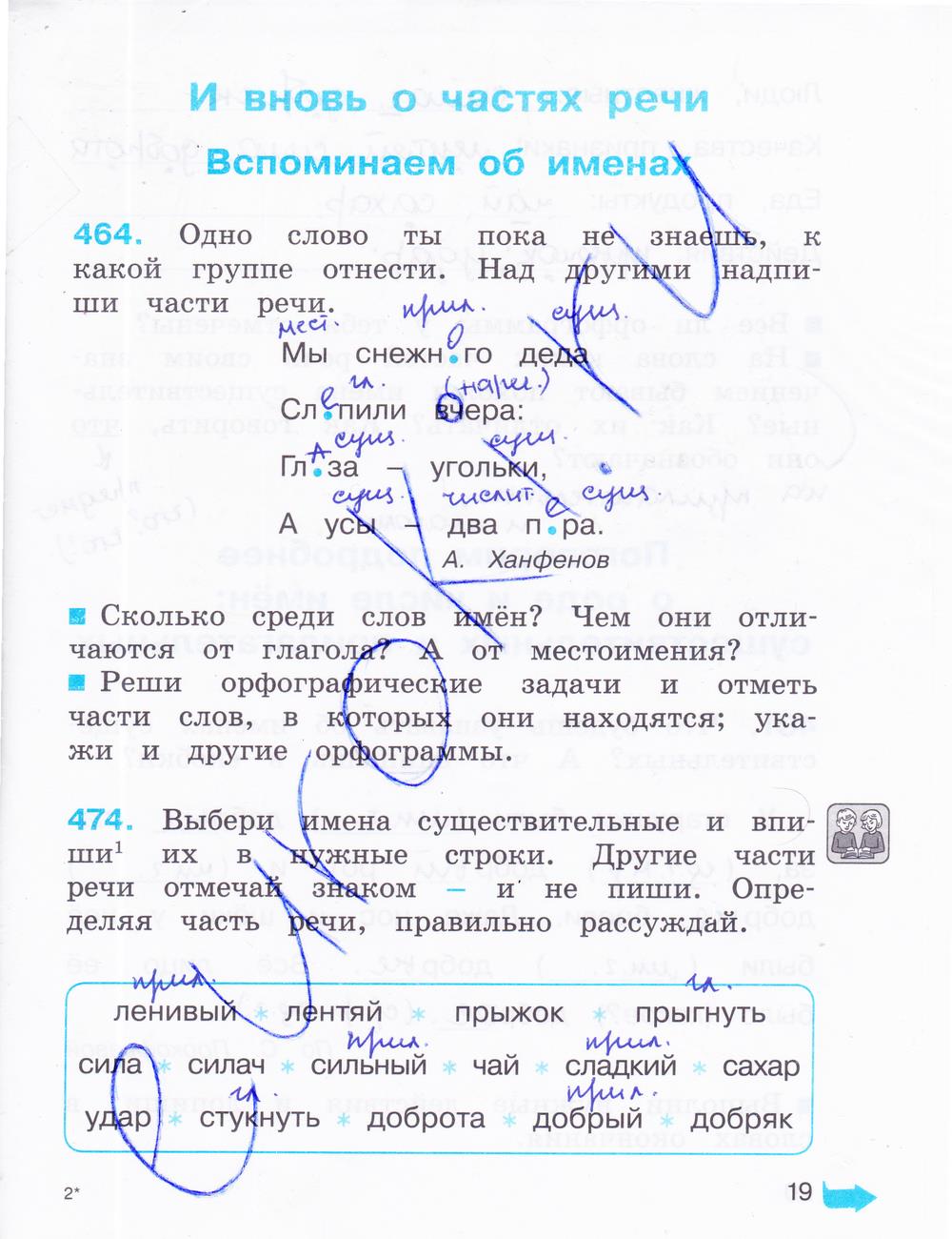 гдз 3 класс Рабочая тетрадь часть: 3 страница 19 Русский язык Соловейчик М.С., Кузьменко Н.С.