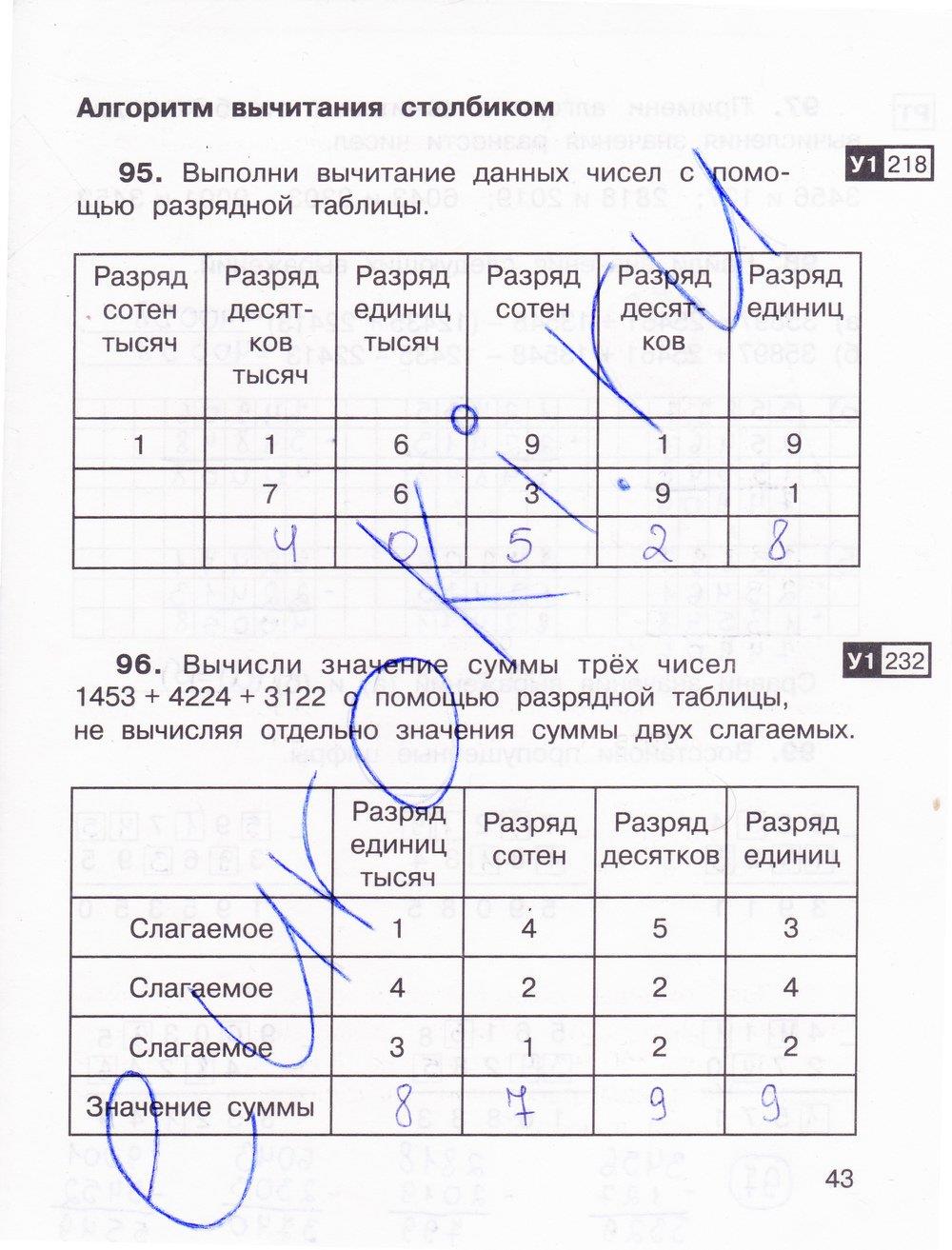 гдз 3 класс Тетрадь для самостоятельной работы: часть 1, 2 страница 43 Математика Захарова О.А., Юдина Е.П.