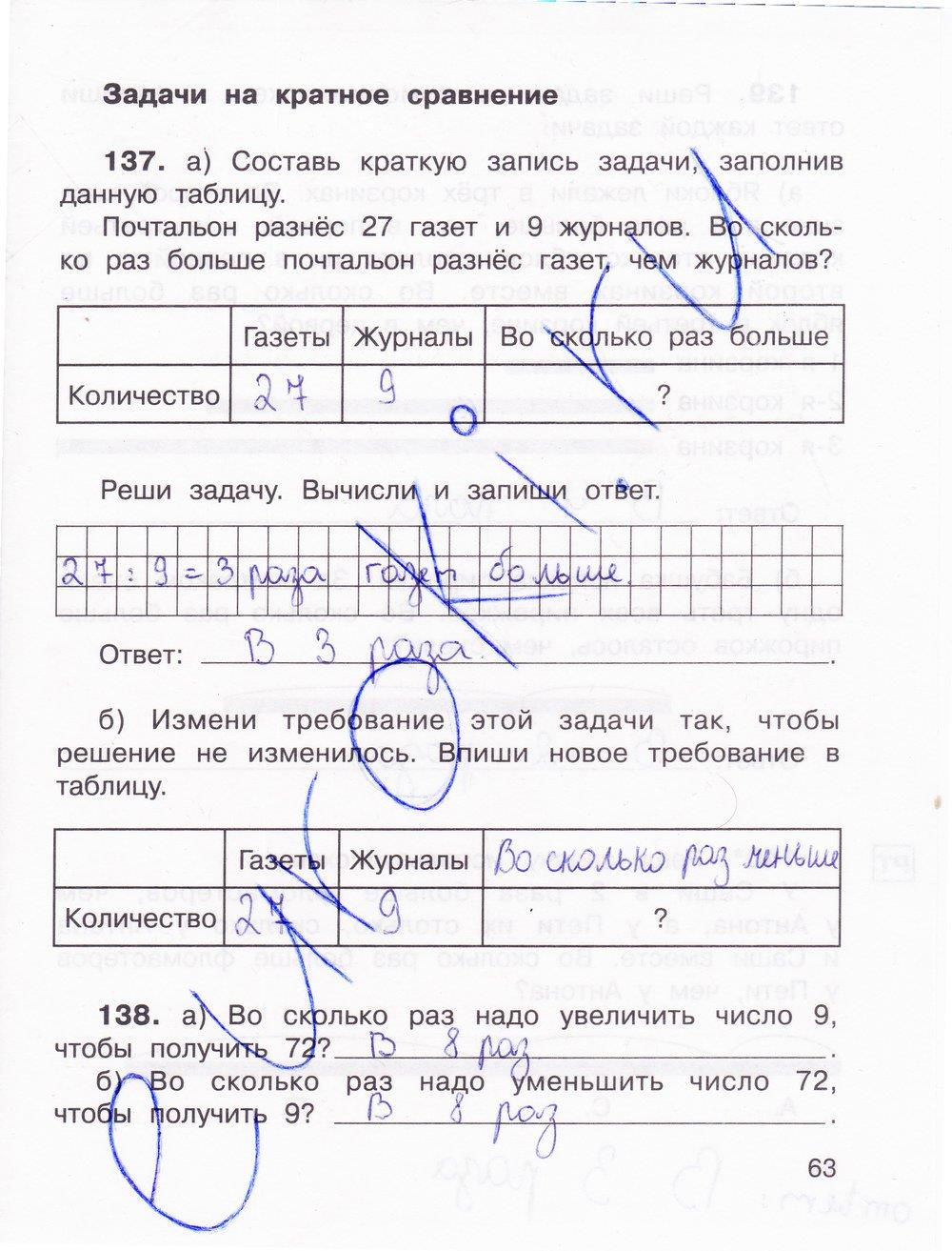 гдз 3 класс Тетрадь для самостоятельной работы: часть 1, 2 страница 63 Математика Захарова О.А., Юдина Е.П.