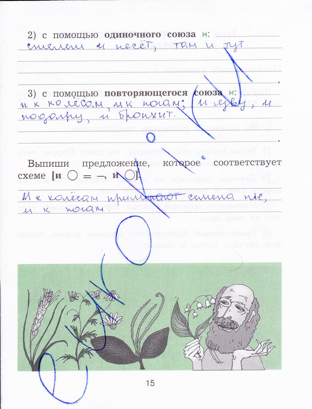 гдз 4  класс Рабочая тетрадь страница 15 Русский язык Исаева Н.А,