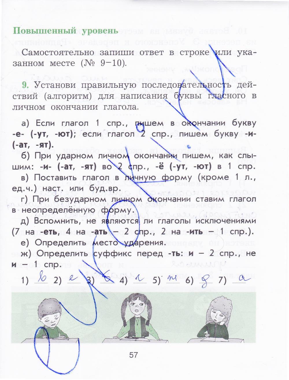 гдз 4  класс Рабочая тетрадь страница 57 Русский язык Исаева Н.А,