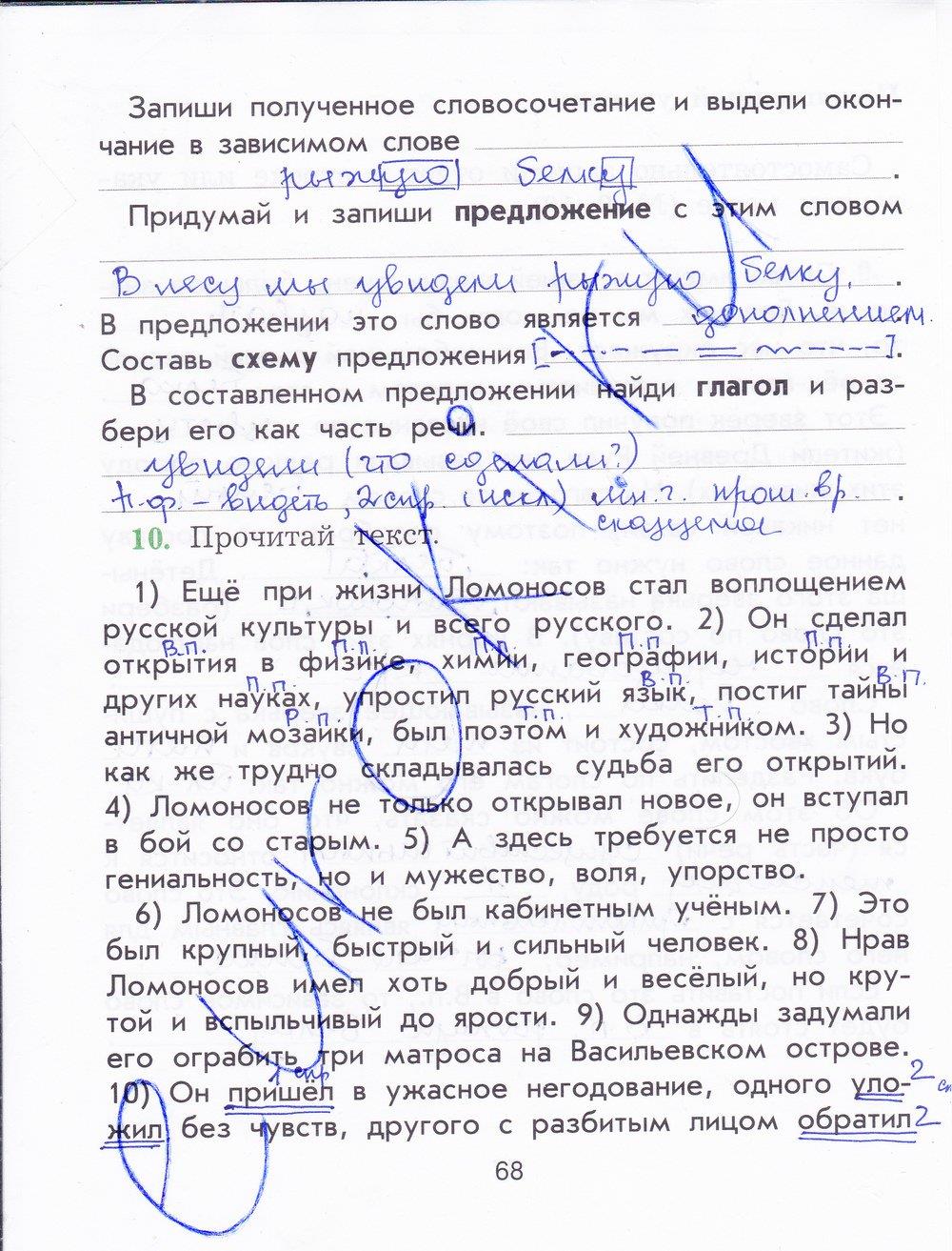 гдз 4  класс Рабочая тетрадь страница 68 Русский язык Исаева Н.А,
