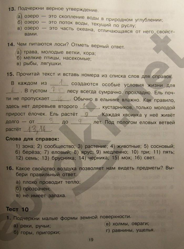 гдз 4 класс Тренажер страница 19 Окружающий мир Мишакина Т.Л., Гладкова С.А., Чижикова С.Б.