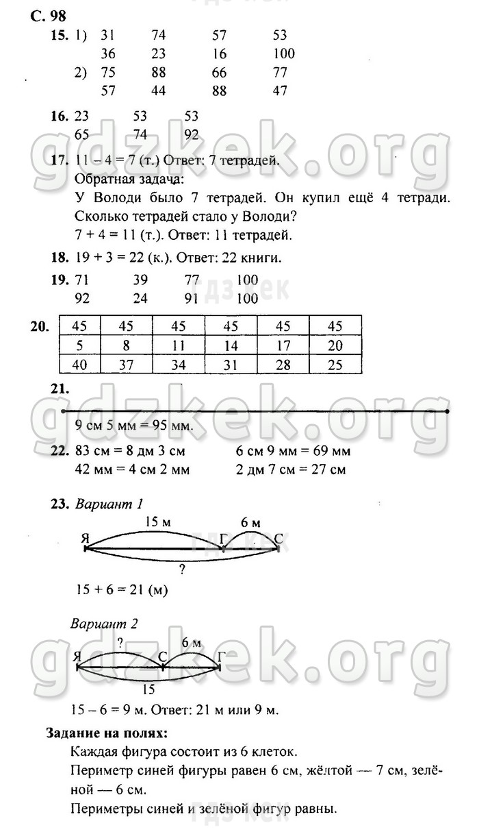 гдз 4 класс Учебник: часть 1, 2 страница 98 Математика Моро М.И., Бантова М.А.