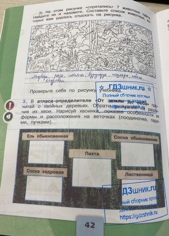 гдз 4 класс Рабочая тетрадь по окружающему миру 1,2 части Просвещение ФГОС Школа России  страница 42 Плешаков А.А., Крючкова Е.А.