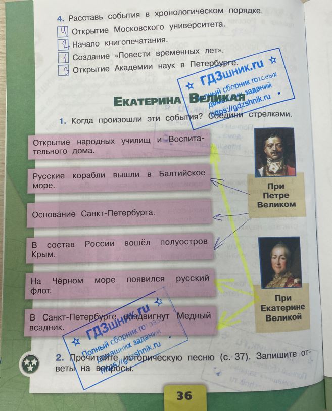 гдз 4 класс Рабочая тетрадь по окружающему миру 1,2 части Просвещение ФГОС Школа России  страница 36 Плешаков А.А., Крючкова Е.А.