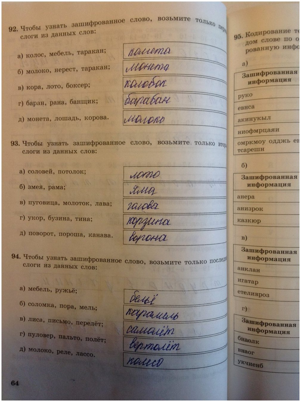 гдз 5 класс Рабочая тетрадь   задание 64 Информатика Босова Л.Л., Босова А.Ю.