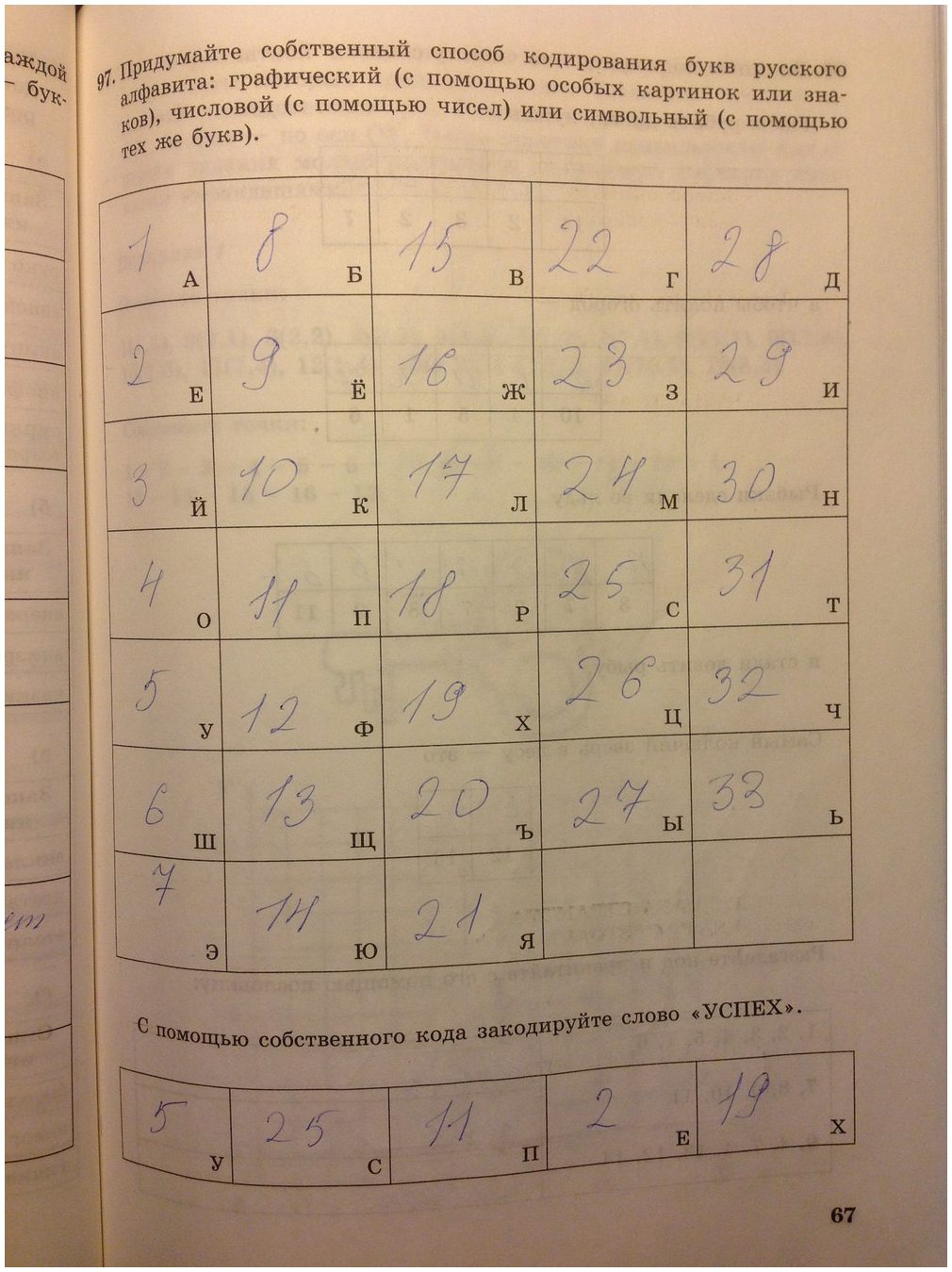 гдз 5 класс Рабочая тетрадь   задание 67 Информатика Босова Л.Л., Босова А.Ю.