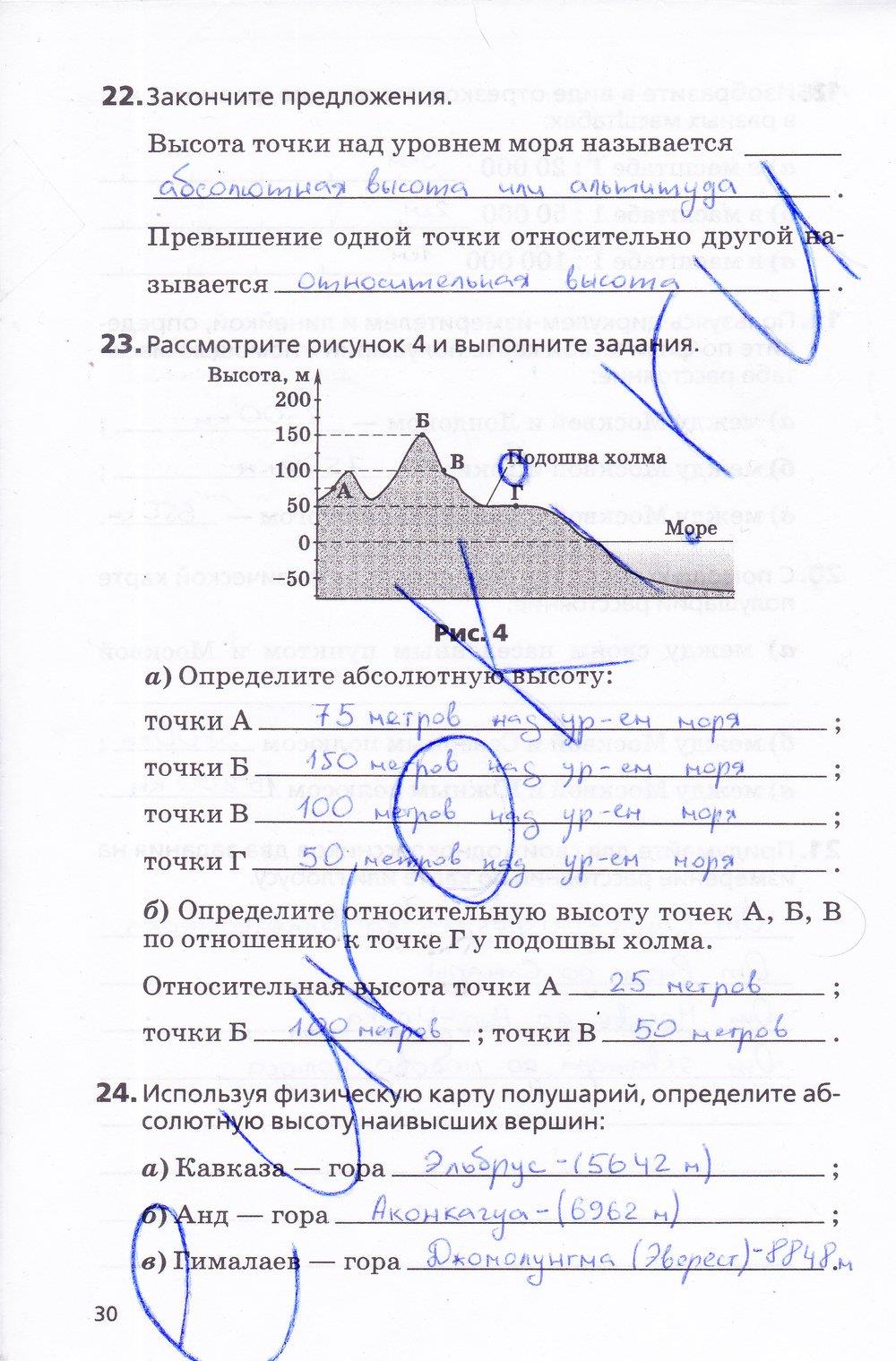 гдз 5 класс Рабочая тетрадь География  страница 30 География Дронов В.П., Савельева Л.Е.