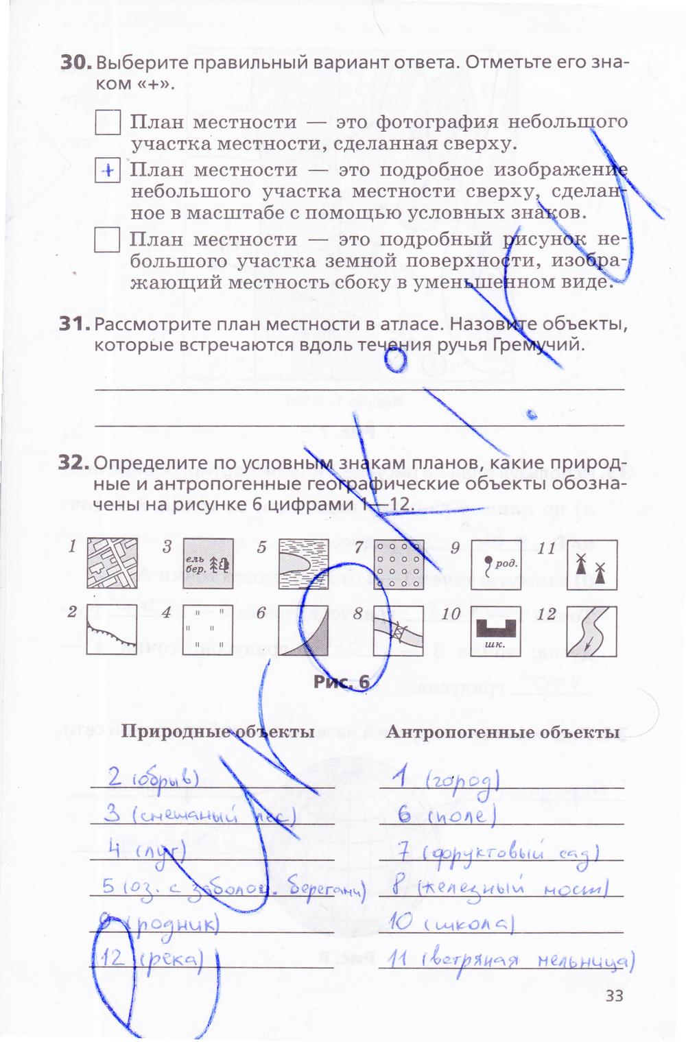 гдз 5 класс Рабочая тетрадь География  страница 33 География Дронов В.П., Савельева Л.Е.