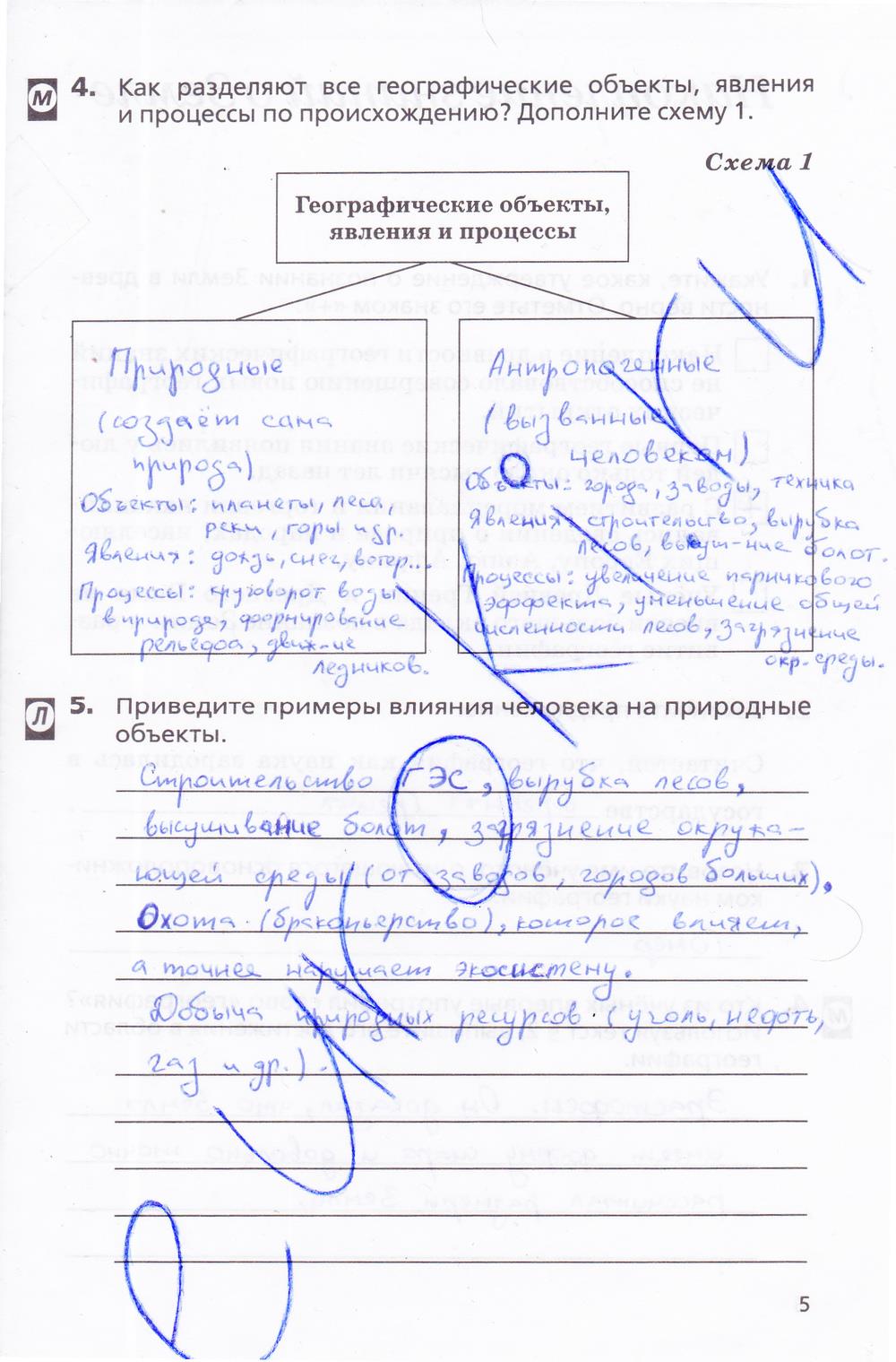 гдз 5 класс Рабочая тетрадь География  страница 5 География Дронов В.П., Савельева Л.Е.