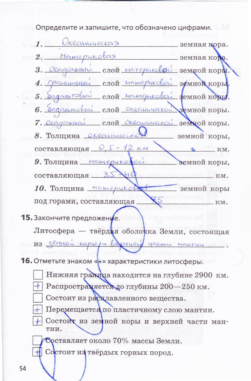 гдз 5 класс Рабочая тетрадь География страница 54 География Дронов В.П., Савельева Л.Е.