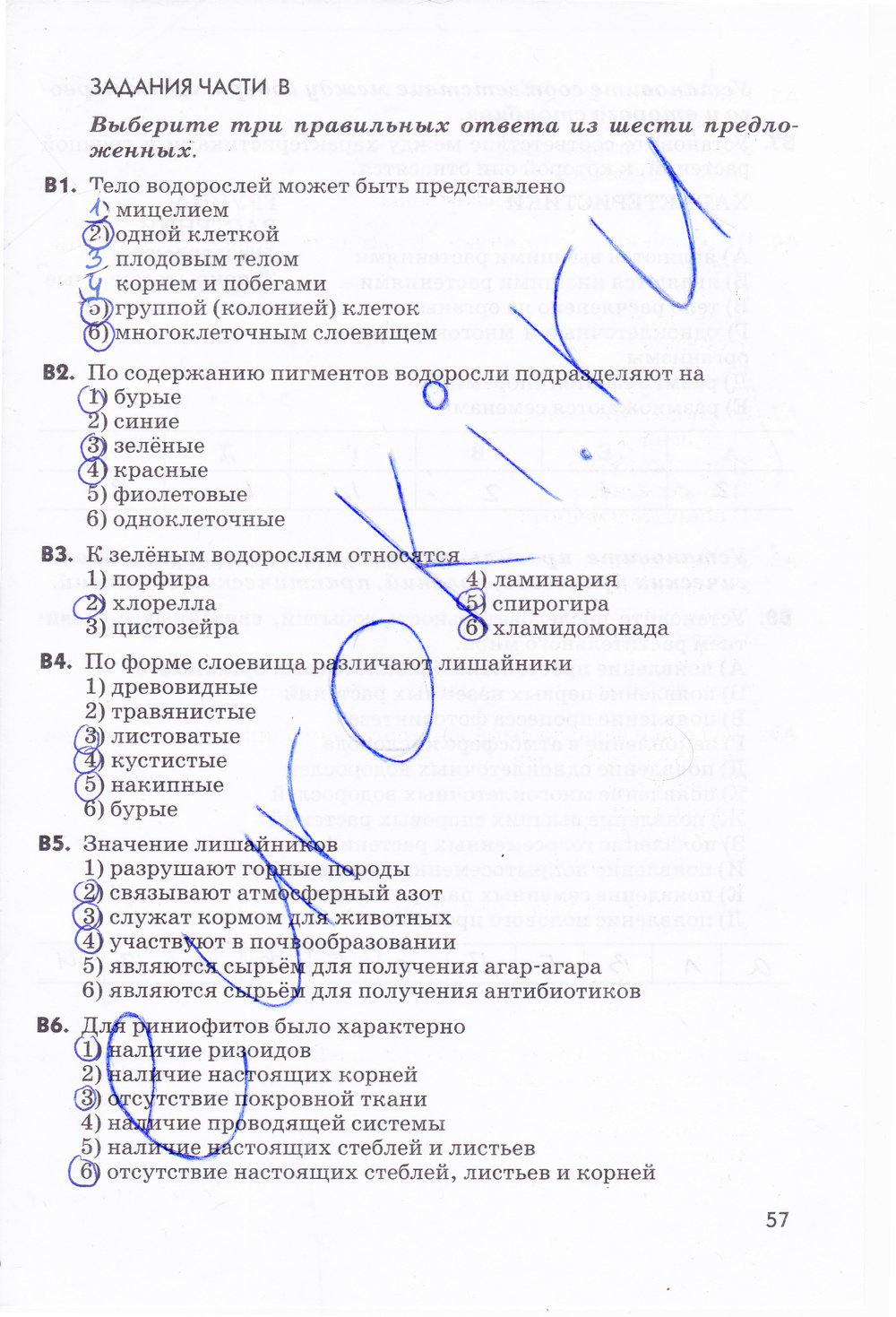 гдз 5  класс Рабочая тетрадь страница 57 Биология Пасечник В.В.