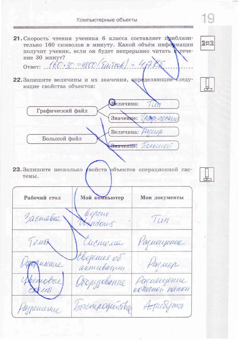 гдз 6 класс Рабочая тетрадь: часть 1, 2 страница 20 Информатика Босова Л.Л., Босова А.Ю.