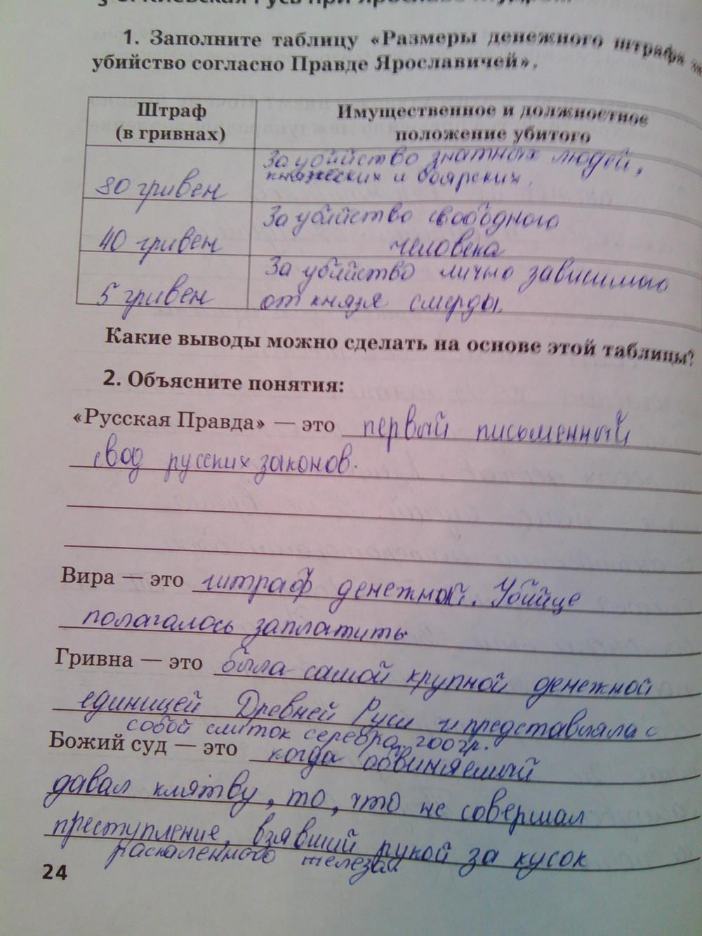 гдз 6 класс Рабочая тетрадь (История России)  страница 24 История Кочегаров К.А. к учебнику Пчелова Е.В.