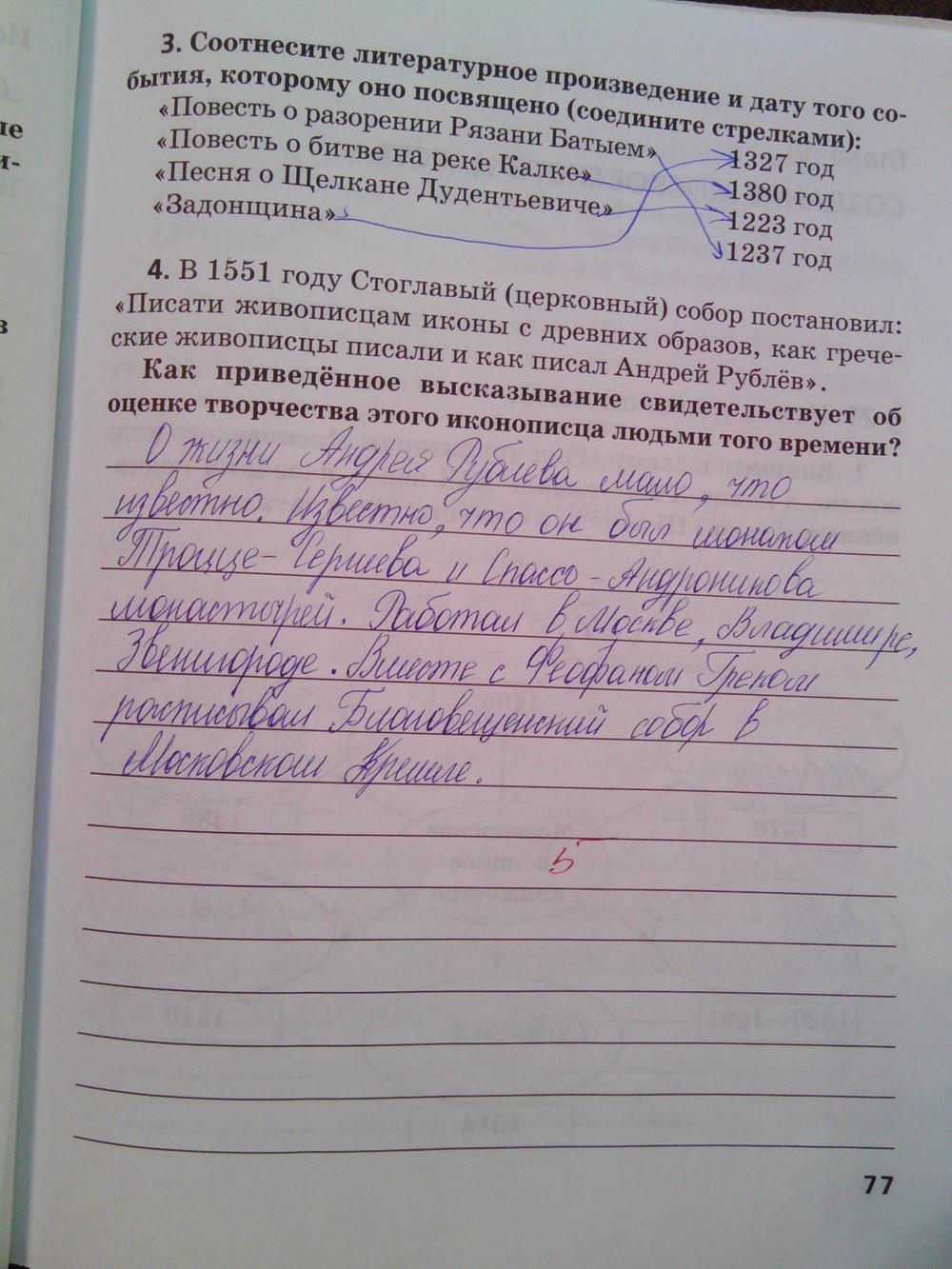 гдз 6 класс Рабочая тетрадь (История России) Кочегаров К.А. к учебнику Пчелова Е.В. страница 77 История Кочегаров К.А. к учебнику Пчелова Е.В.