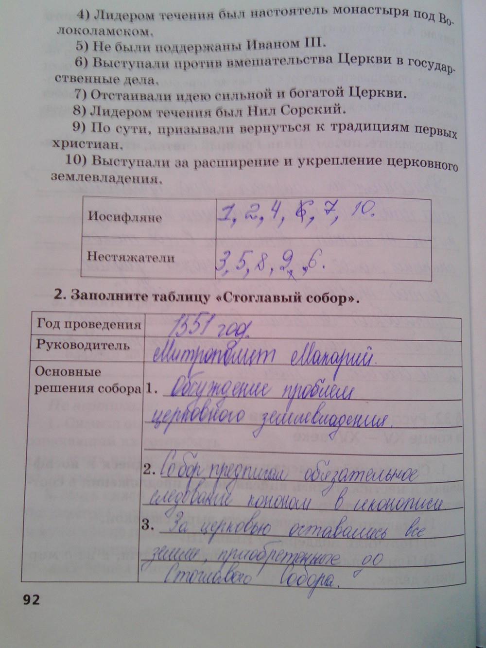 гдз 6 класс Рабочая тетрадь (История России) Кочегаров К.А. к учебнику Пчелова Е.В. страница 92 История Кочегаров К.А. к учебнику Пчелова Е.В.