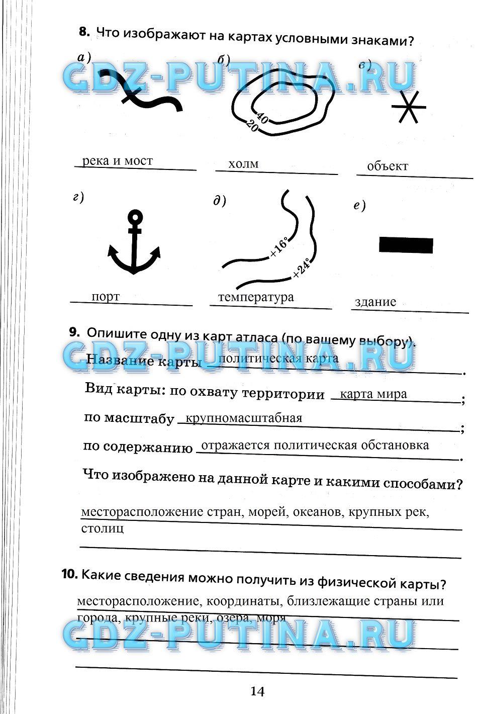 гдз 7 класс Рабочая тетрадь(Лодки)    задание 14 География Душина И.В.