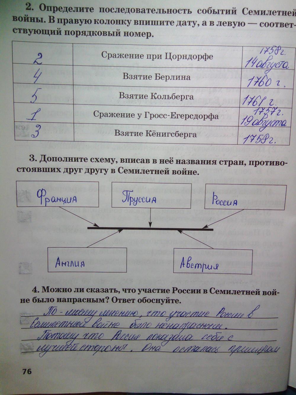 гдз 7 класс Рабочая тетрадь(История России) страница 76 История Кочегаров К.А. к учебнику Пчелова Е.В.