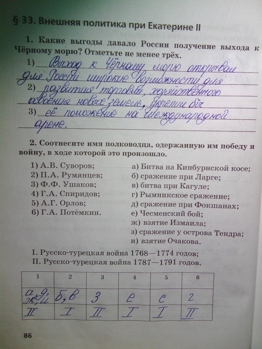 гдз 7 класс Рабочая тетрадь(История России) страница 86 История Кочегаров К.А. к учебнику Пчелова Е.В.