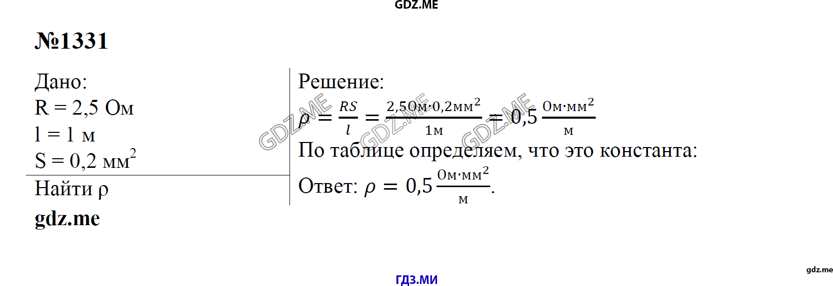 гдз 7, 8 , 9 классы  Сборник задач    задание 1331 Физика Лукашик В.И., Иванова Е.В.