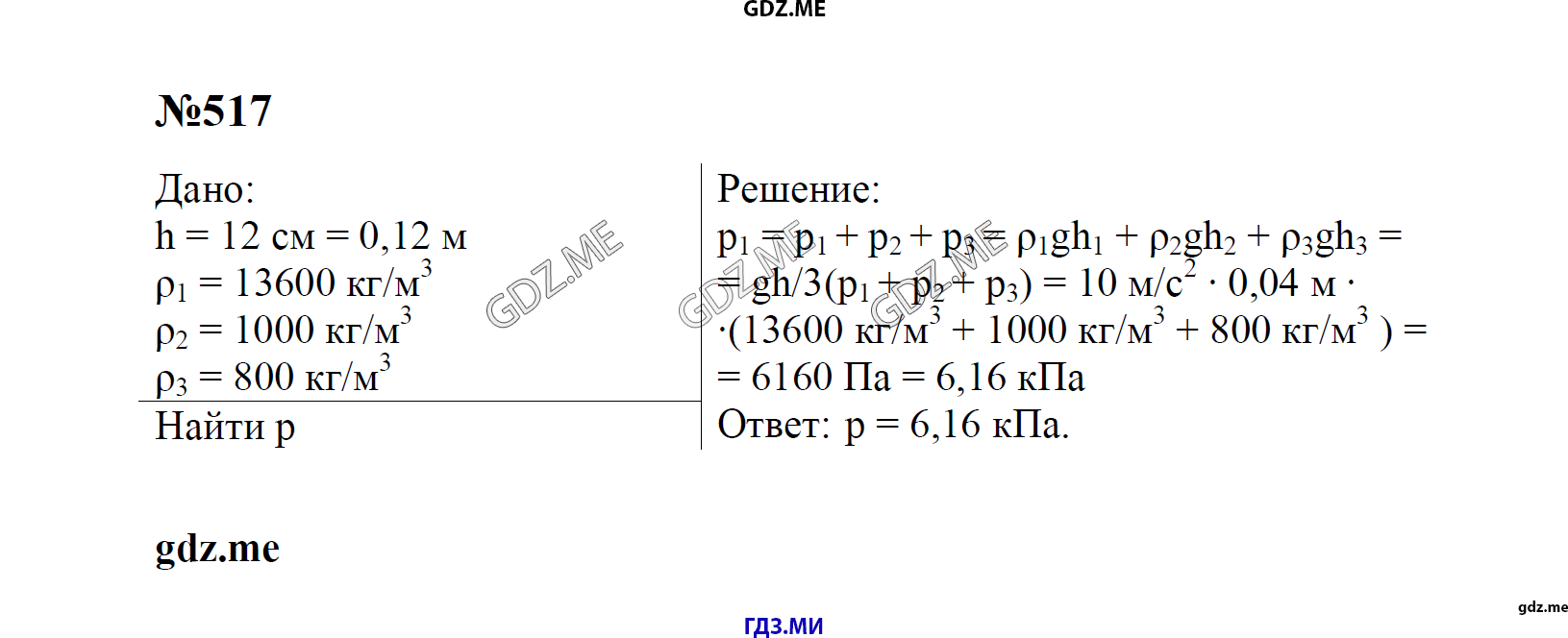 гдз 7, 8 , 9 классы  Сборник задач    задание 517 Физика Лукашик В.И., Иванова Е.В.