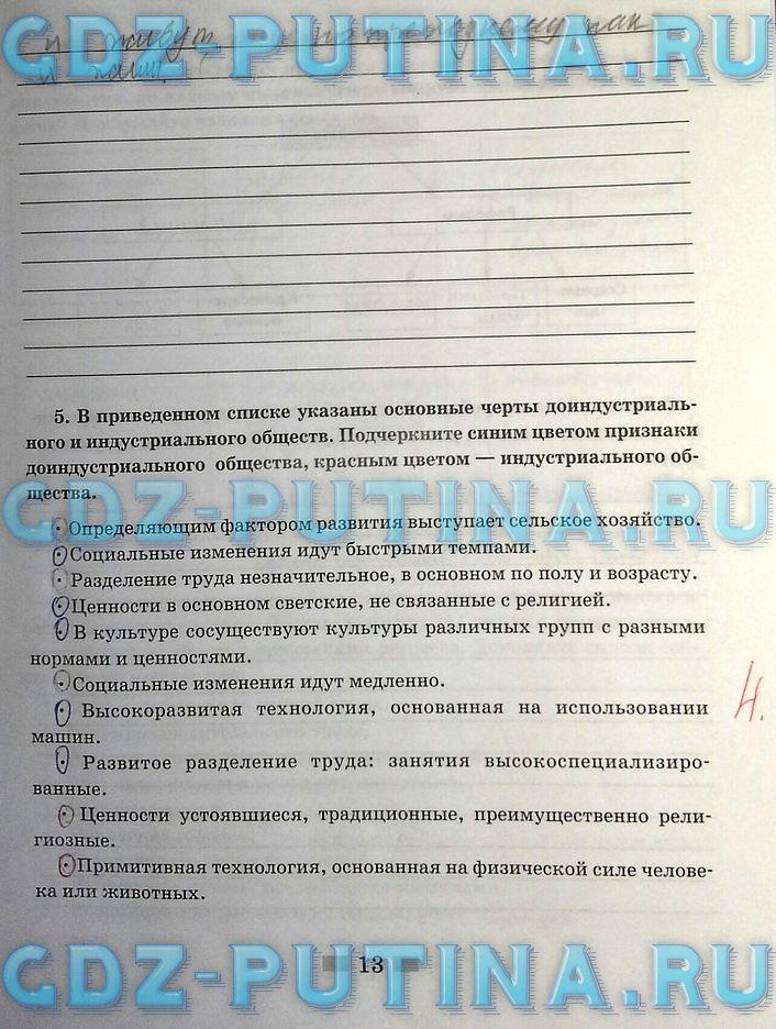 гдз 8  класс Рабочая тетрадь страница 13 Обществознание Митькин А.С. к учебнику Боголюбова Л.Н., Ивановой Л.Ф.