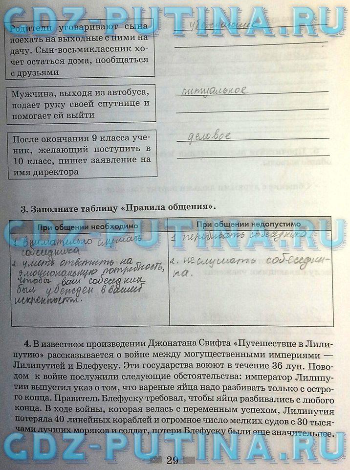 гдз 8  класс Рабочая тетрадь страница 29 Обществознание Митькин А.С. к учебнику Боголюбова Л.Н., Ивановой Л.Ф.