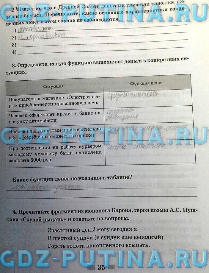 гдз 8  класс Рабочая тетрадь страница 35 Обществознание Митькин А.С. к учебнику Боголюбова Л.Н., Ивановой Л.Ф.
